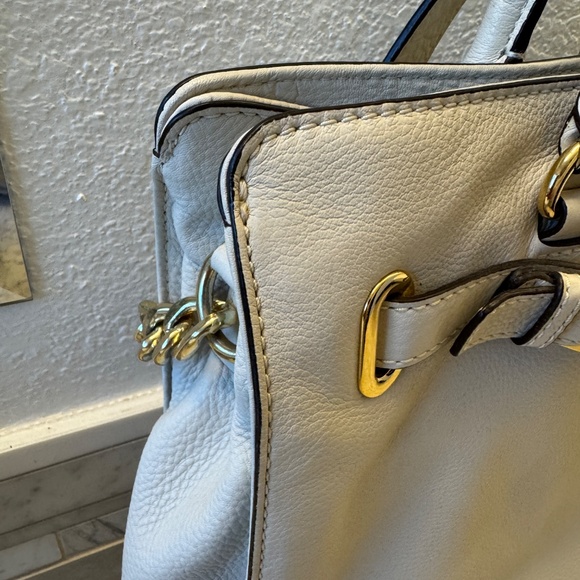 Pre-Owned Michael Kors Vanilla Leather gold Link saschel purse shoulder bag - Picture 6 of 16